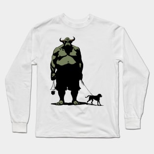 Tiny Takes Spike for a Walk Cute Ogre Long Sleeve T-Shirt